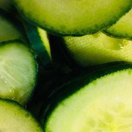 Sliced cucumber that is used in our products 